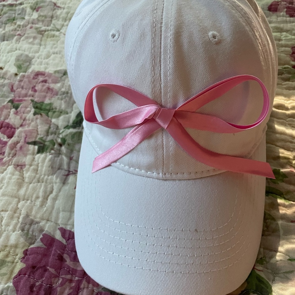 White Fleurty Girl Cap with Breast Cancer logo